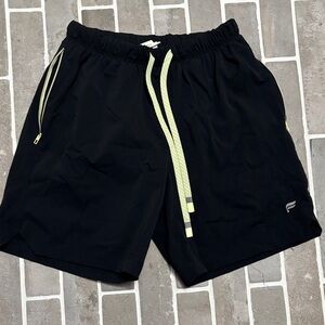 Fabletics Black Athletic Shorts with Yellow Details